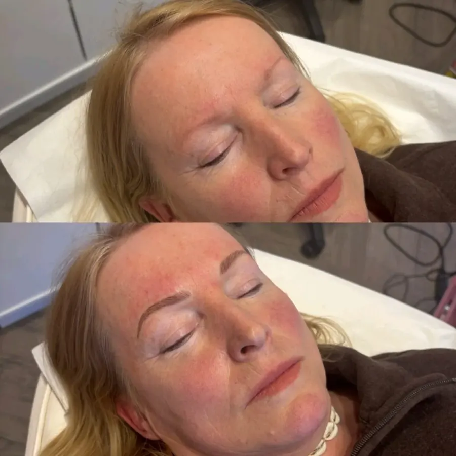Microbladed eyebrows with soft natural hair strokes, permanent makeup in Cheshire