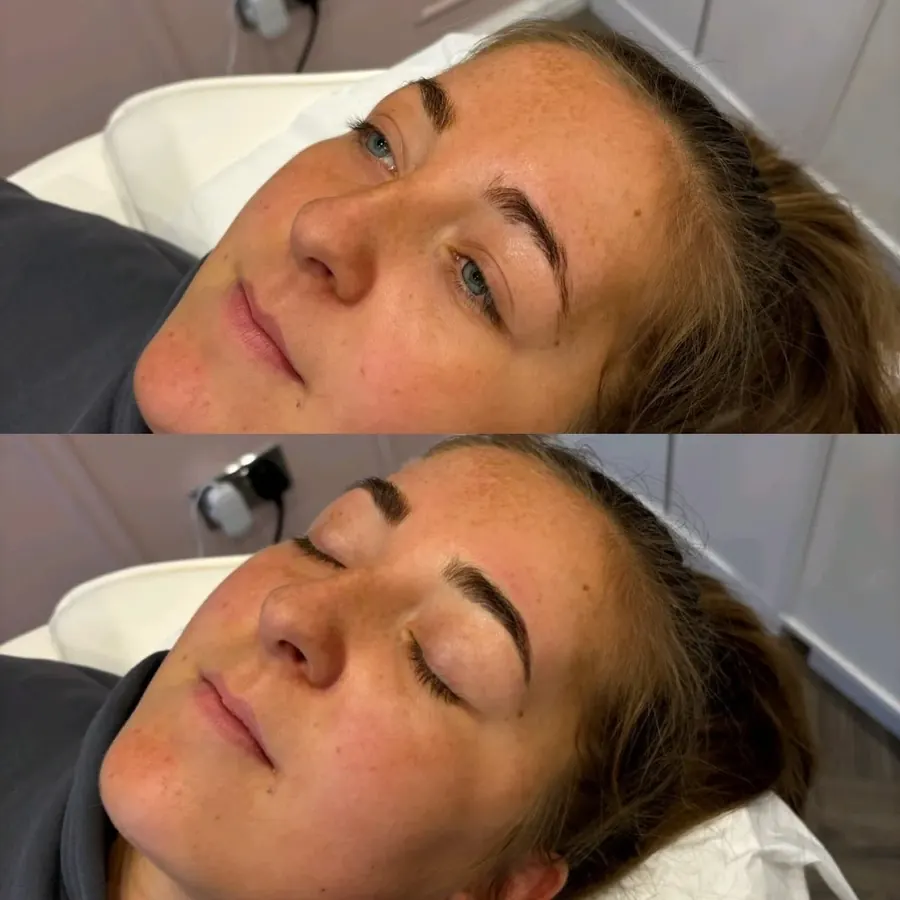 Natural feathered microblading brow detail, permanent makeup in Cheshire