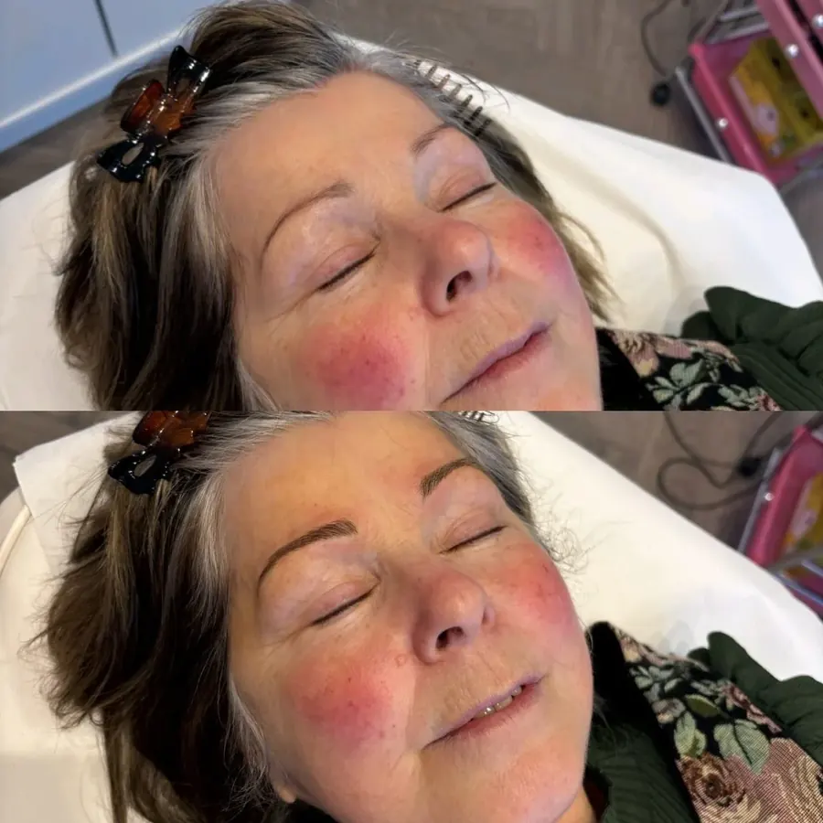 Soft powder brows on mature skin, permanent makeup in Cheshire