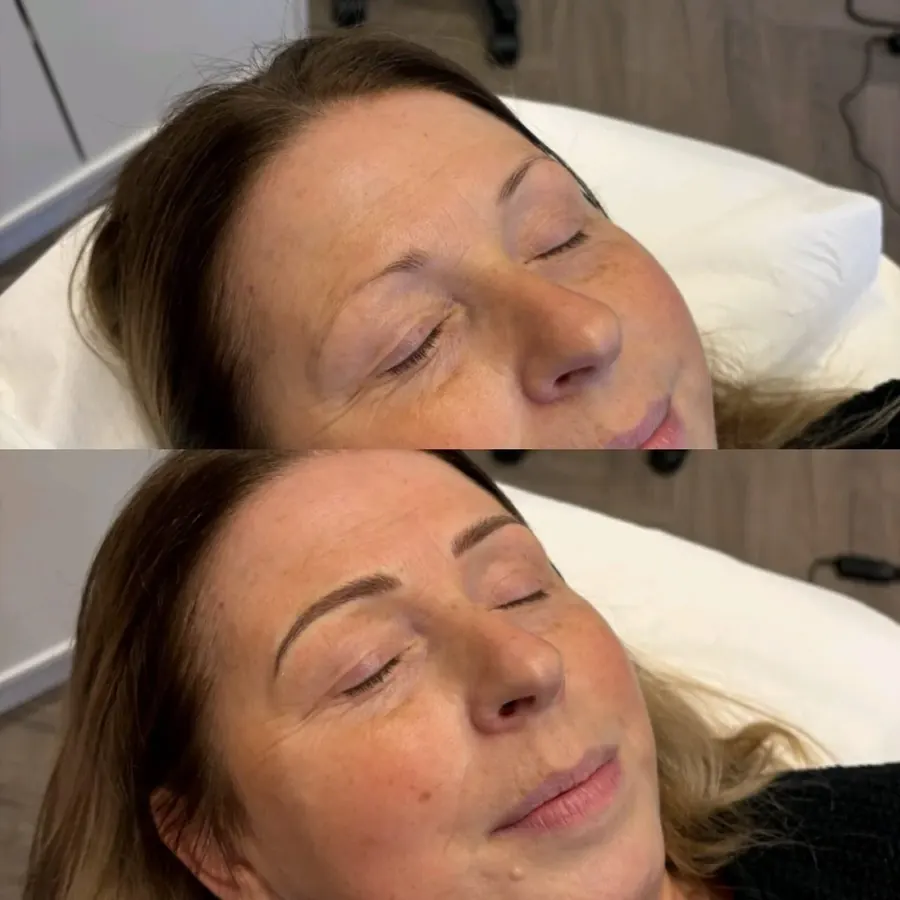 Defined powder brows shaped by Lucy at her Shavington studio, Cheshire