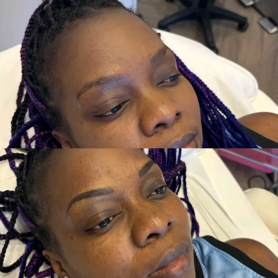 Bold defined combination brows healed result, permanent makeup in Cheshire