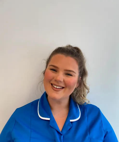 Lucy in her NHS midwifery uniform, clinically trained permanent makeup artist in Cheshire